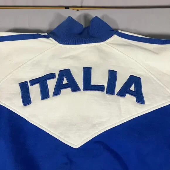 Italy Italia Jacket Mens Large Blue White Soccer Full Zip Track Top Stylo - Picture 14 of 16
